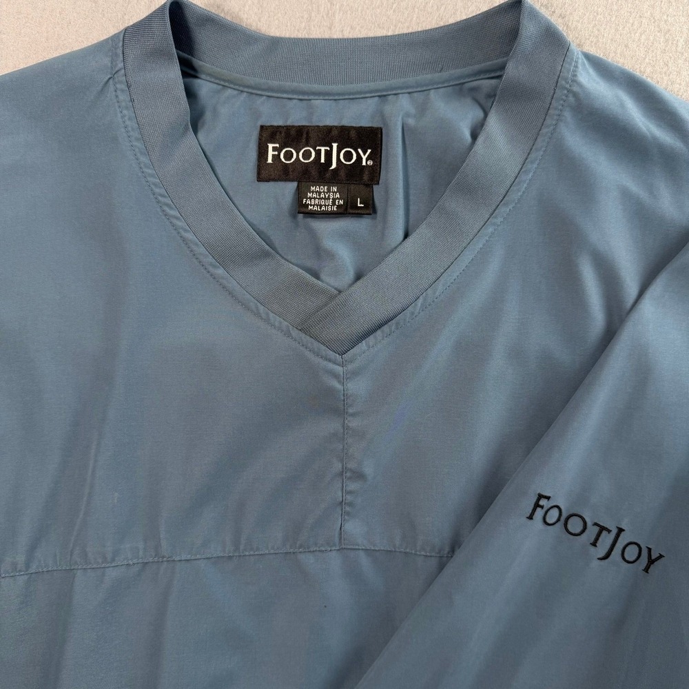 FootJoy Windshirt Large Blue V-Neck Golf Pullover Windbreaker Outerwear Preppy